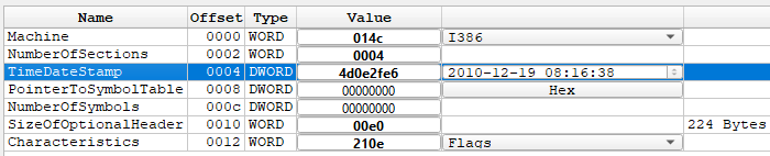 Lab01-01.dll IMAGE_FILE_HEADER values